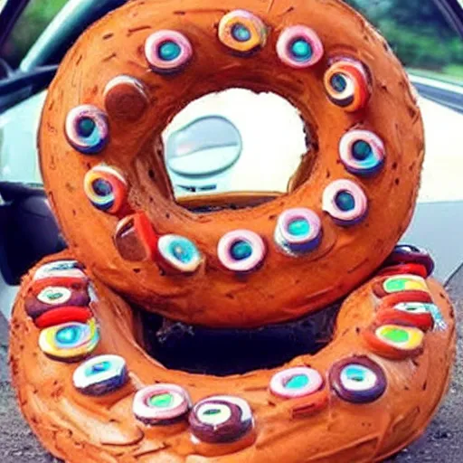 Prompt: car made out of donuts