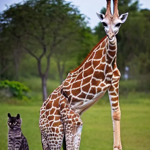 Prompt: a girafe - cat - hybrid, animal photography