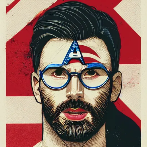 Image similar to Chris Evans Captain America profile picture by Sachin Teng, asymmetrical, Organic Painting , Matte Painting, geometric shapes, hard edges, graffiti, street art:2 by Sachin Teng:4