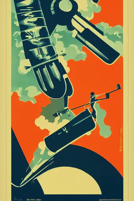 Image similar to a 1 9 4 0 s minimalist soviet wave poster about dangerous corn - stealing robots