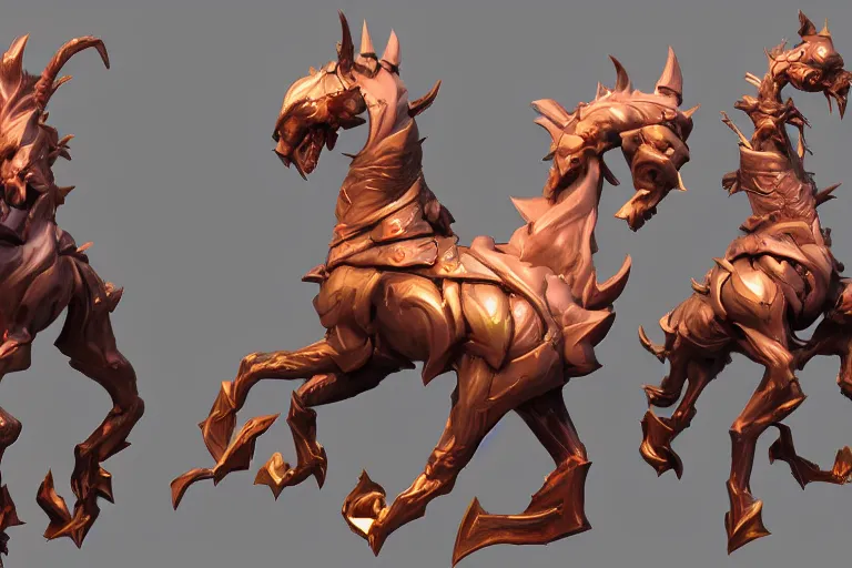 Image similar to 3d sculpt of an evil undead carousel horse, artstaton, League of Legends, overwatch, digital illustration, dark souls, lord of the rings