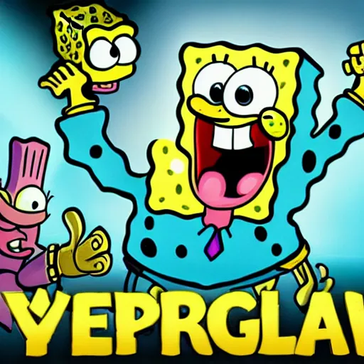 Prompt: Spongebob league of legends splash art