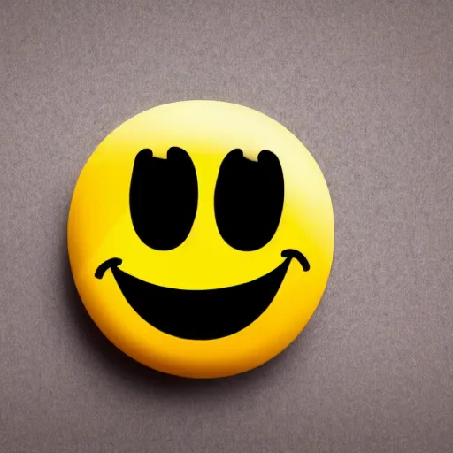 Image similar to child drawing of smiling emoji face with red eyes thumb up and red eyes.