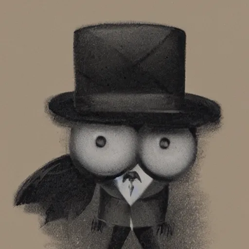 Prompt: noir 2 headed beast wearing a tophat