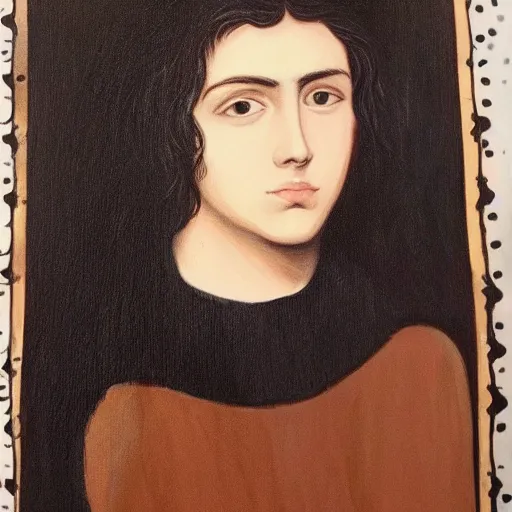 Prompt: painting of a long black haired boy! teenager!! with a black sweater, renaissance!!! painting!!!, ultra detailed, masterpiece