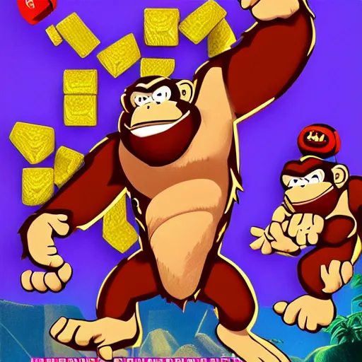 Prompt: donkey kong cover art
