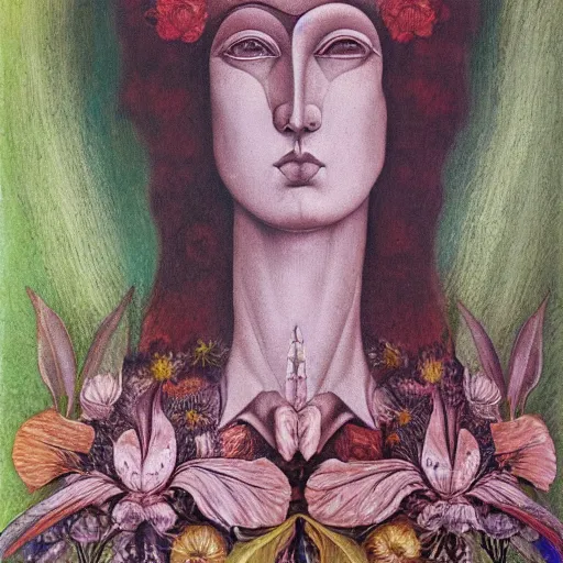 Prompt: floral portrait by wojciech siudmak and ernst fuchs, oil on canvas