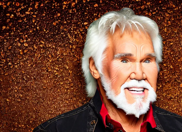 Image similar to photo still of kenny rogers in a pool of maple syrup!!!!!!!! at age 4 6 years old 4 6 years of age!!!!!!!! hiding from parents, 8 k, 8 5 mm f 1. 8, studio lighting, rim light, right side key light