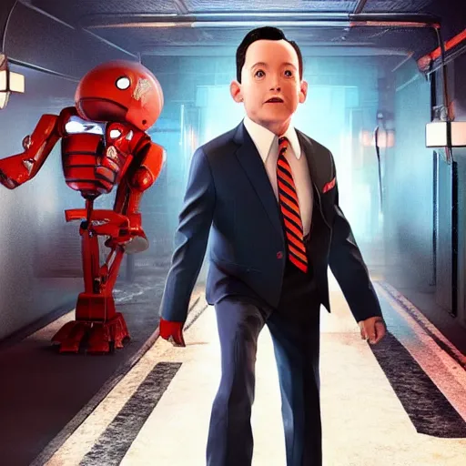Image similar to a still of from the movie pee - wee's big adventure crossover with the game detroit : become human