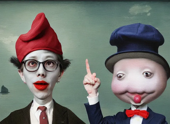 Prompt: a shrimp wearing beret and suit, lowbrow, matte painting, 3 - d highly detailed, in the style of mark ryden,