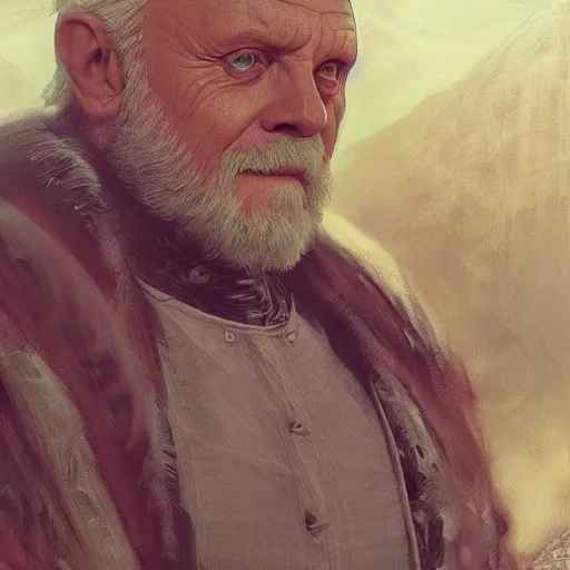 Image similar to anthony hopkins as odin, intricate, elegant, highly detailed, digital painting, artstation, concept art, matte, illustration, hearthstone, art by artgerm and greg rutkowski and alphonse mucha, simon stalenhag, hyperreal