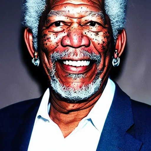 Image similar to morgan freeman powers up to super saiyan