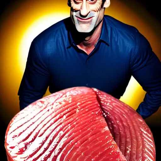 Image similar to uhd candid photo of a slab of spam with john hamm's face on it. correct face. photo by annie leibowitz.