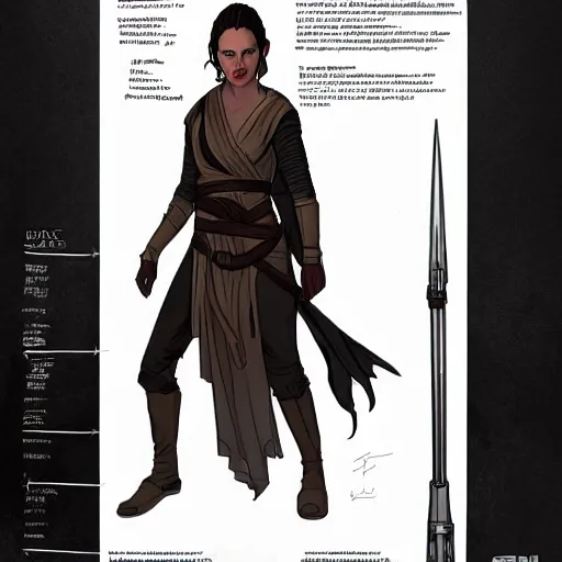 Image similar to ryan church concept art sketch star wars sith rey character reference sheet