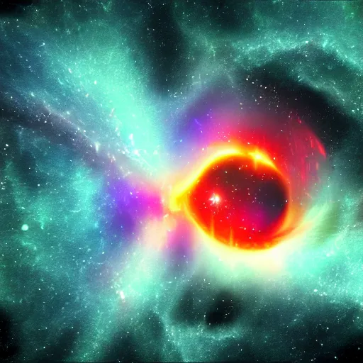 Prompt: a nebula being sucked into a black hole, digital art, simulation