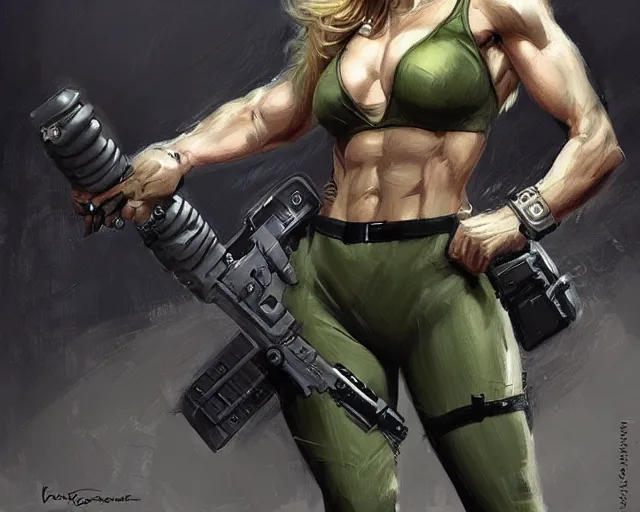 Image similar to portrait of samus aran as a very attractive female bodybuilder swat soldier, elegant, fantasy, hd shot, digital portrait, beautiful, artstation, comic style, by artgerm, guy denning, jakub rozalski, magali villeneuve and charlie bowater