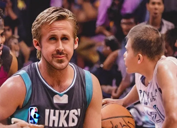 Prompt: ryan gosling playing in nba, philippines, real life photograph, award winning photograph, 4 k