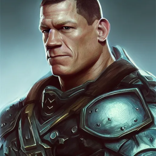 Image similar to john cena, d & d, fantasy, portrait, highly detailed, digital painting, trending on artstation, concept art, sharp focus, illustration, art by artgerm and greg rutkowski and magali villeneuv