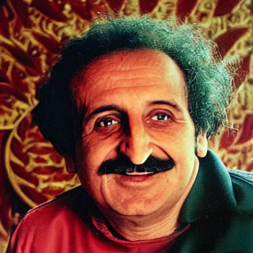 Prompt: portrait of Meher Baba, Kodachrome film