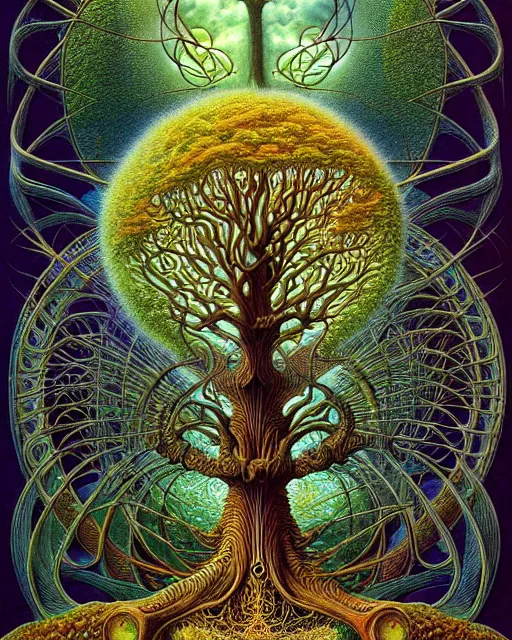 Image similar to tree of life by roger dean and andrew ferez, art forms of nature by ernst haeckel, divine chaos engine, symbolist, visionary, art nouveau, botanical fractal structures, organic, detailed, realistic, surreality