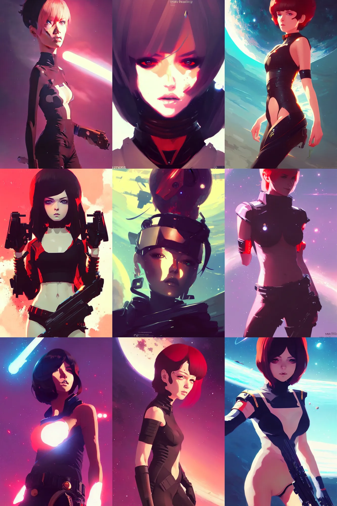 Prompt: gorgeous space pirate by ilya kuvshinov, krenz cushart, Greg Rutkowski, trending on artstation