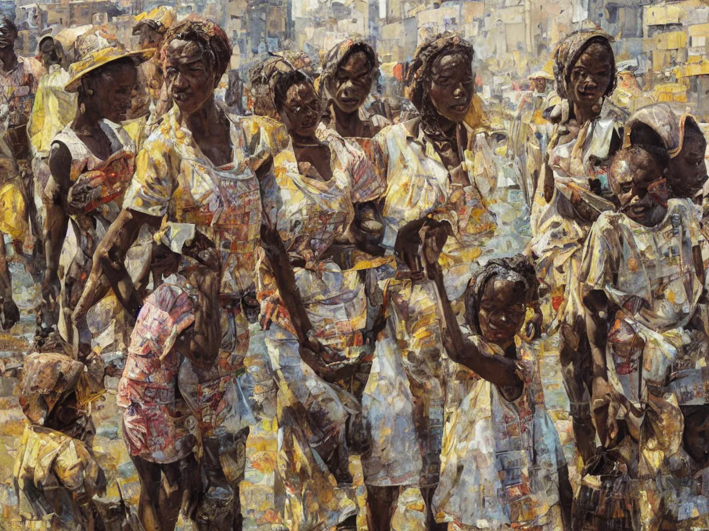 Image similar to african city, heatwave, denis sarazhin, oil on canvas