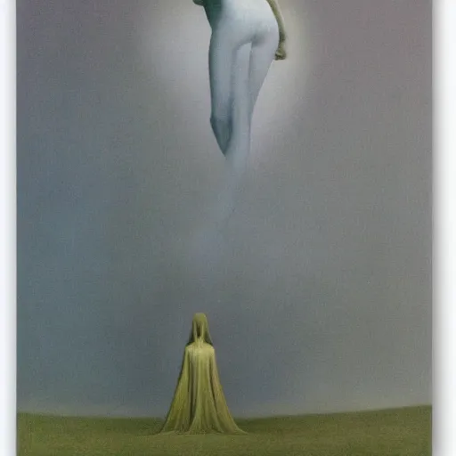 Image similar to a woman in a dress posing, feeling of surrender, by Zdzislaw Beksinski