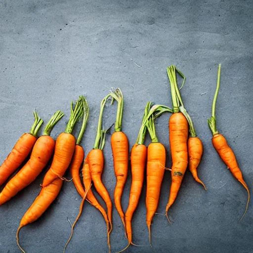 Prompt: photo Carrots on a table