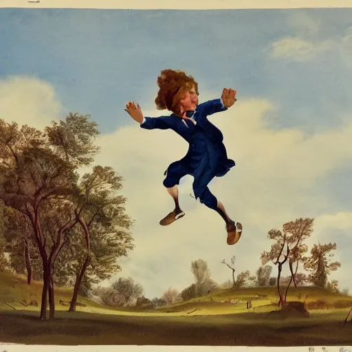 Image similar to a parson russell jumping in the air, children's illustration