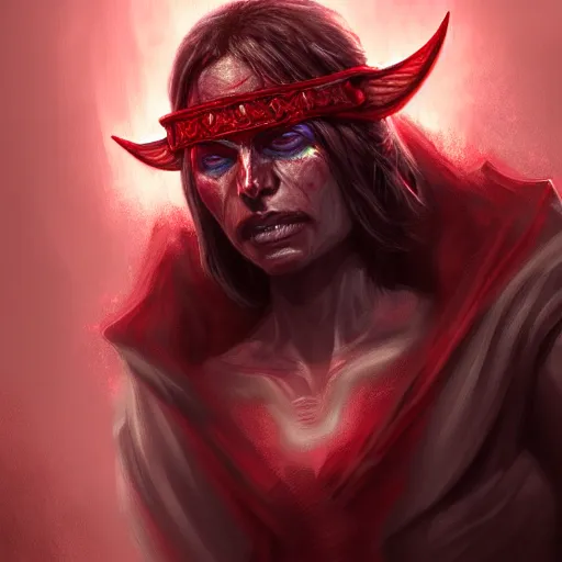 Image similar to Kitava insatiable hunger, path of exile, demon, blindfold, artstation, concept art, digital painting, highly detailed, portrait