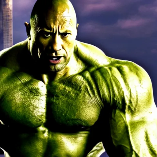 Image similar to Dwayne the rock Johnson plays the Incredible Hulk in new ultra hd movie, IMAX