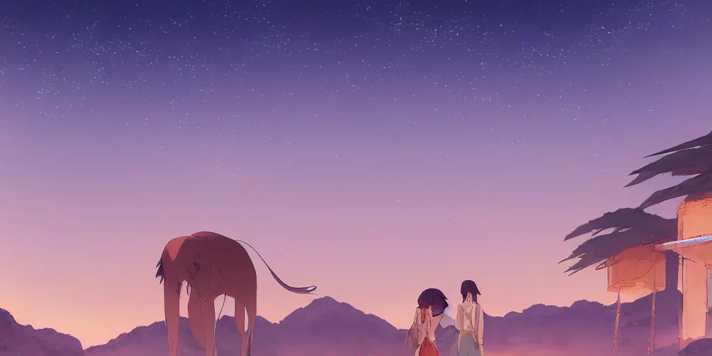 Image similar to arabian night landscape by makoto shinkai