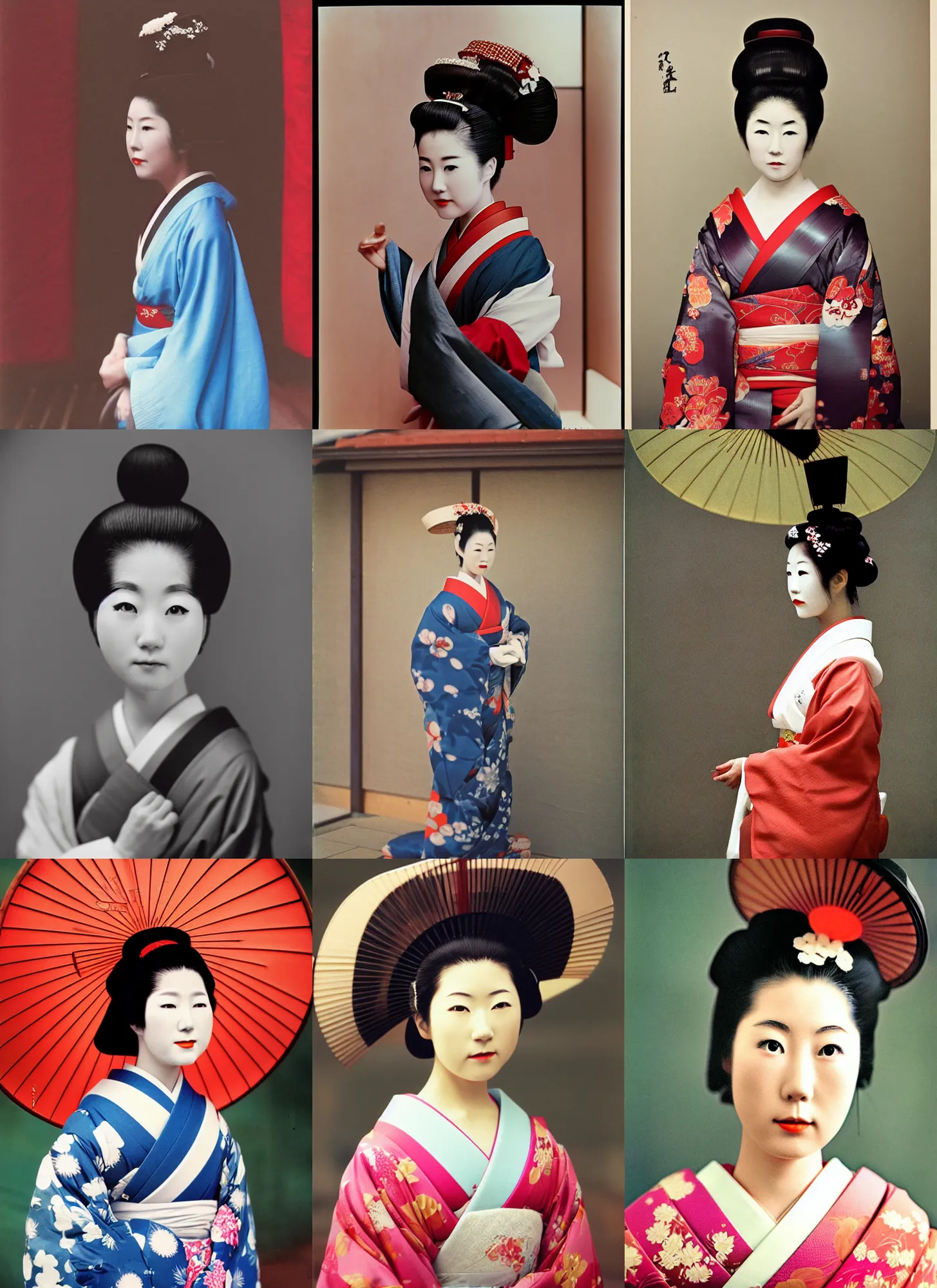 Prompt: Portrait Photograph of a Japanese Geisha Kodachrome 200