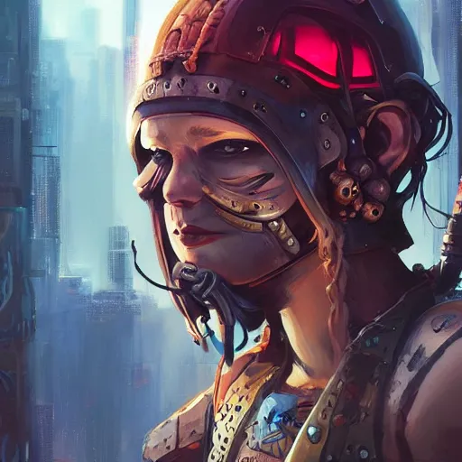 Image similar to cyberpunk viking helmet mask warrior goddess robot ninja fantasy, art gta 5 cover, official fanart behance hd artstation by jesper ejsing, by rhads, makoto shinkai and lois van baarle, ilya kuvshinov, ossdraws