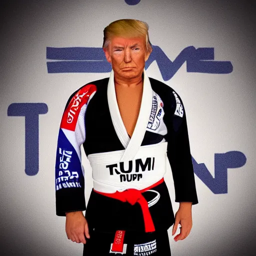 Prompt: !dream donald trump as a jiujitsu fighter wearing a gi