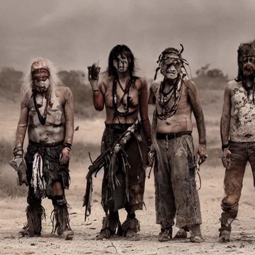 Image similar to post - apocalyptic tribe people