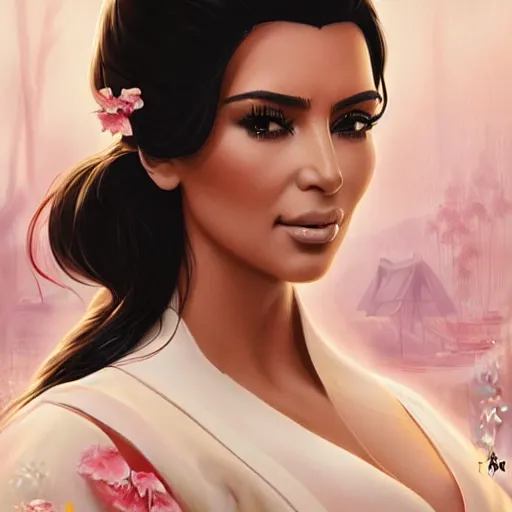 Prompt: kim kardashian in メイト 服 japanese maid uniform, intricate, elegant, highly detailed, digital painting, artstation, pixiv, concept art, smooth, sharp focus, illustration, art by artgerm and greg rutkowski and alphonse mucha