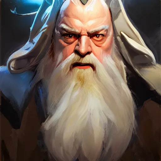 Image similar to greg manchess portrait painting of partially armored albus dumbledore as overwatch character, medium shot, asymmetrical, profile picture, organic painting, sunny day, matte painting, bold shapes, hard edges, street art, trending on artstation, by huang guangjian and gil elvgren and sachin teng