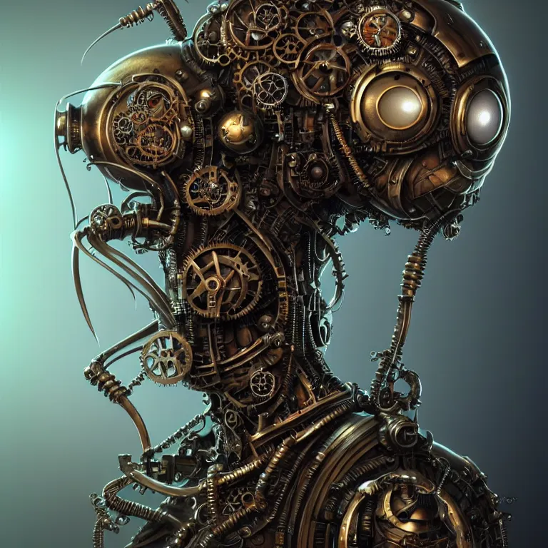 Prompt: steampunk cybernetic biomechanical ant, 3 d model, unreal engine realistic render, 8 k, micro detail, intricate, elegant, highly detailed, centered, digital painting, artstation, smooth, sharp focus, illustration, artgerm, tomasz alen kopera, wlop