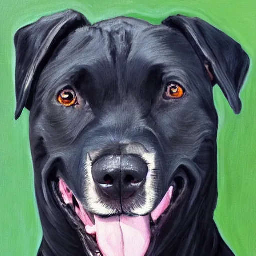 Image similar to painting of a black pitbull lab