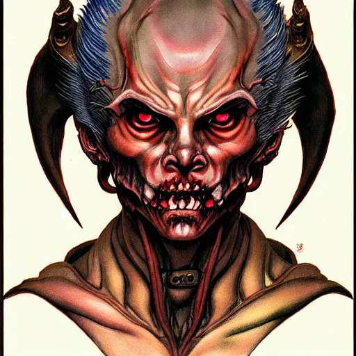 Image similar to prompt : portrait of diablo character painted in miyazaki color style drawn by katsuhiro otomo and takato yamamoto, inspired by fables, china doll face, smooth face feature, intricate oil painting, high detail, sharp high detail, manga and anime 2 0 0 0