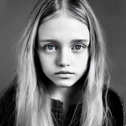Portraits d'une fille blonde de 10 à 12 ans. Portraits of a blonde girl.  par Emmanuelle THIERCELIN - Photographie ETH0167027 - Divergence images