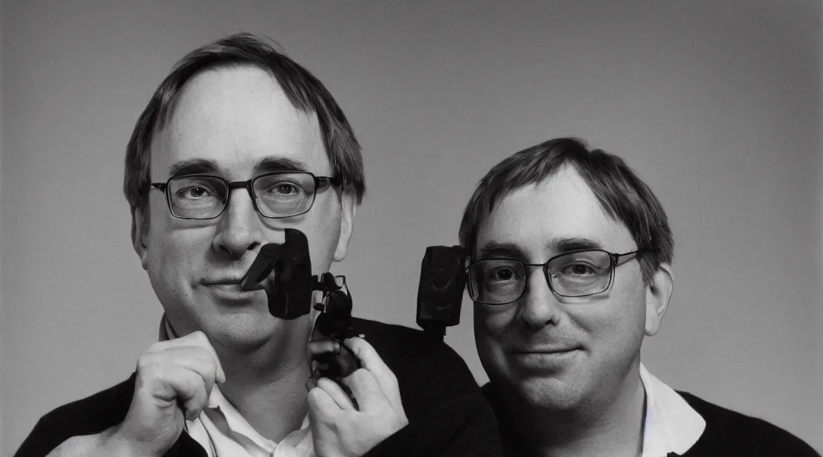Image similar to portrait of Linus Torvalds taked by Ansel Adams