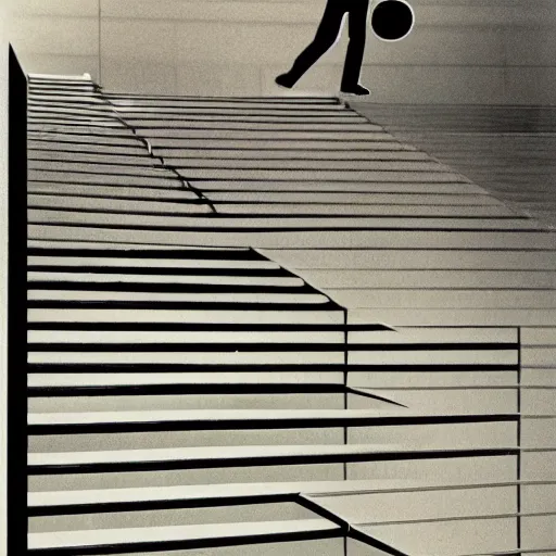 Prompt: Man falling down stairs, design by Saul Bass
