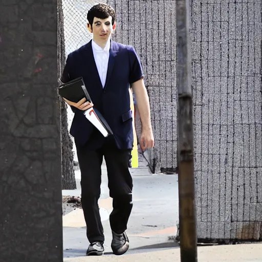 Prompt: nathan fielder walking around hell with a clipboard