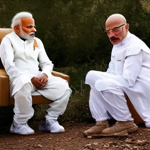 Prompt: narendra modi and walter white discussing about meth, 8 k