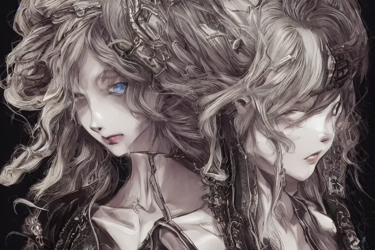 Image similar to an angry mob, elegant, beautiful, mesmerizing, concept art, fancy clothing, highly detailed, artstation, behance, deviantart, inspired by innocent manga, inspired by castlevania concept art, trending, ayami kojima, shinichi sakamoto