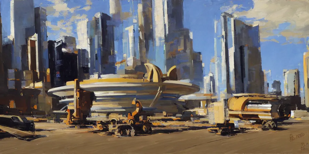 Prompt: scifi construction place, good composition, by ben aronson