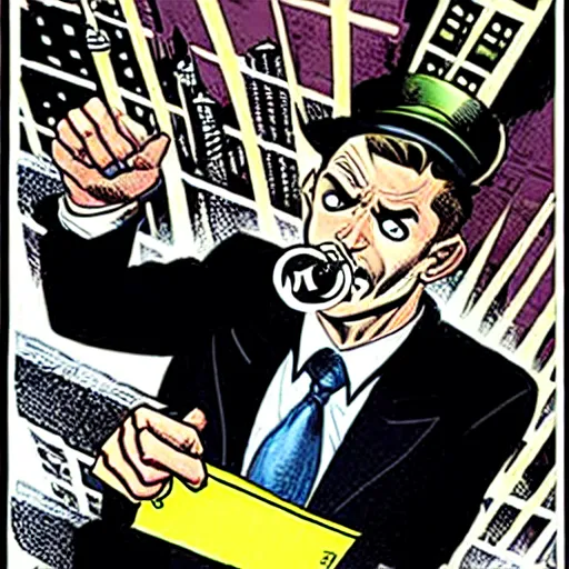 Image similar to drawing of gotham city's finest investigative reporter jack ryder with 1 4 tiny jokers reaching out of his mouth, 4 k art by brian bolland, graphic novel cover art