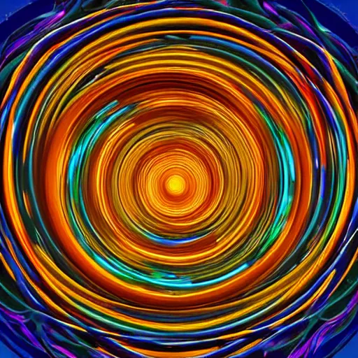 Prompt: rendering of a series of 3 d spirals in the dawn sky, 3 d art, sophie cover album, geometric figure, vivid colors, highly detailed, experimental art, digital art, rendered on unreal 3 d